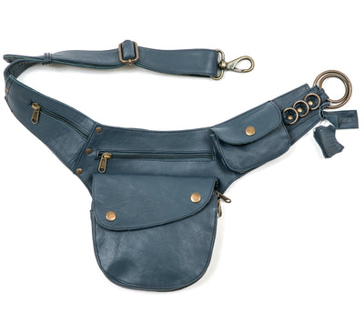 Leather Hip Bag - Stone Blue