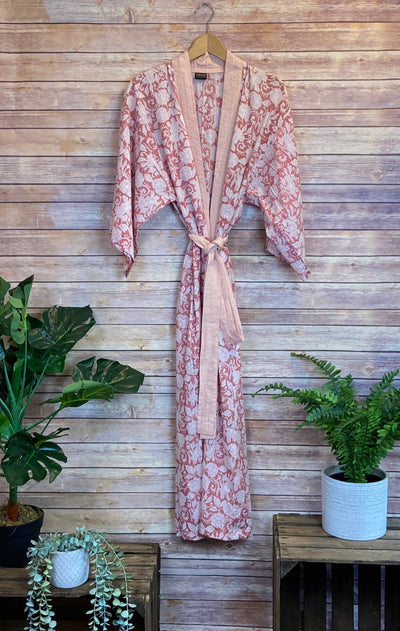 Long Botanical Kimono - Rose - ForageDesign
