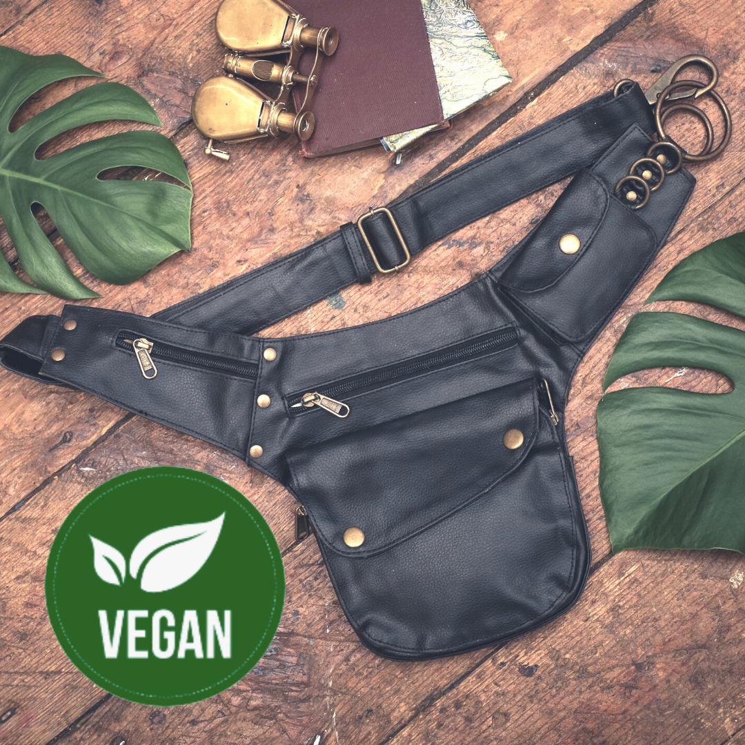 Vegan Leather Hip Bag - Black