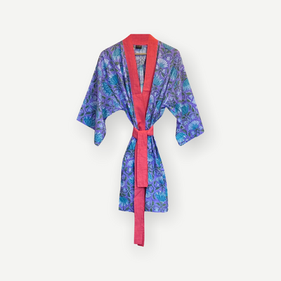 Short Botanical Kimono - Lilac & Pink - ForageDesign