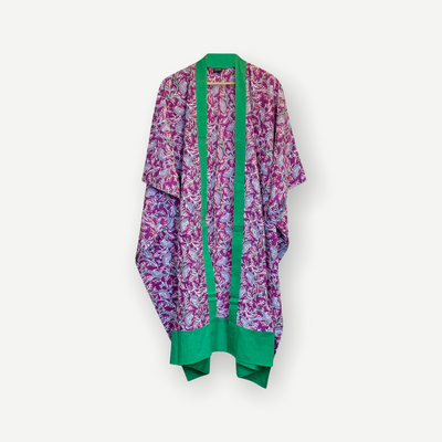 Longline Cotton Coverup - Pink & Green - ForageDesign
