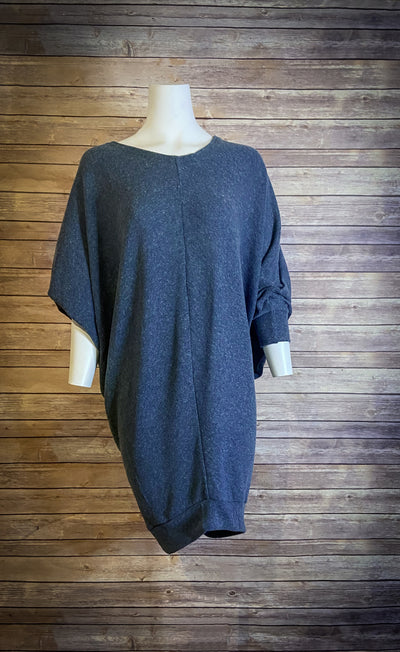 Oversized Drop Shoulder Jumper Dress - Blue - ForageDesign