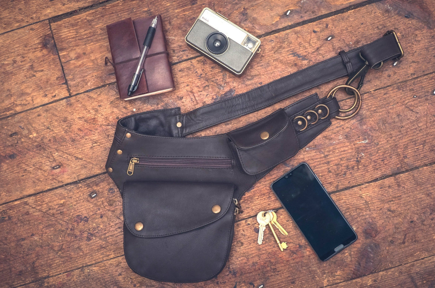 Leather Hip Bag - Dark brown – ForageDesign