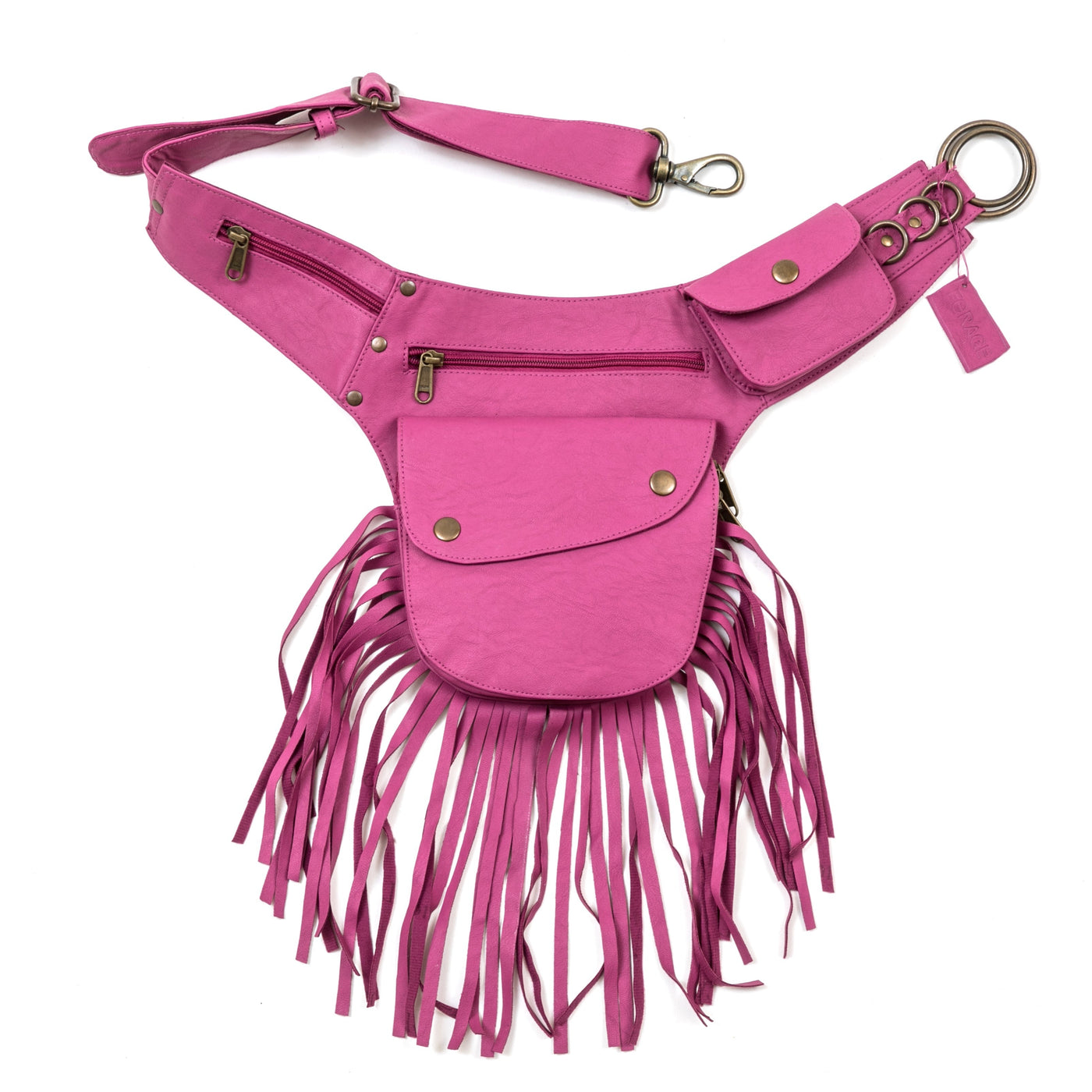 Vegan Leather Tassel Belt - Hot Pink