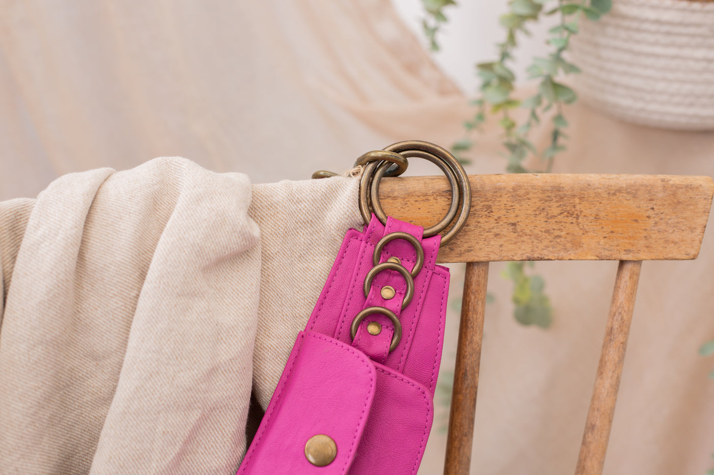 Vegan Leather Tassel Belt - Hot Pink