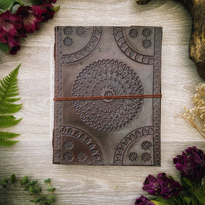 Large Embossed Leather Bound Book - ForageDesign
