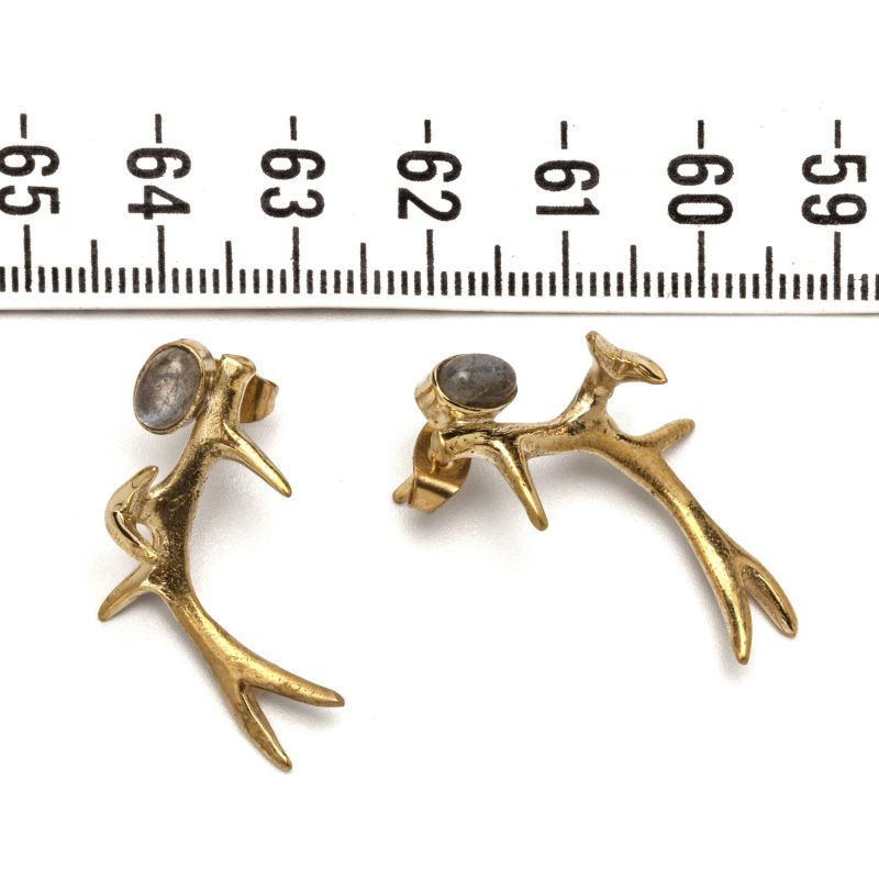 Antler Stud Earrings with Labradorite - ForageDesign
