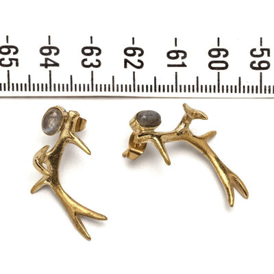 Antler Stud Earrings with Labradorite - ForageDesign