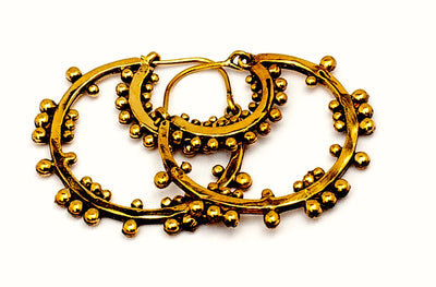 Brass Dot-Work Hoops - ForageDesign