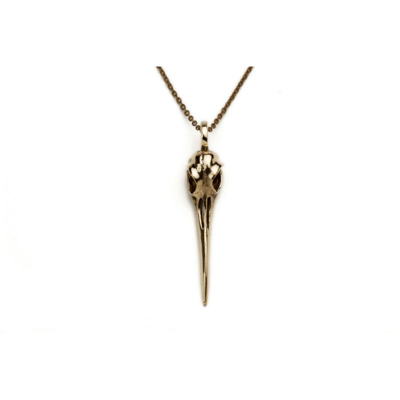 Hummingbird skull Pendant in brass - ForageDesign