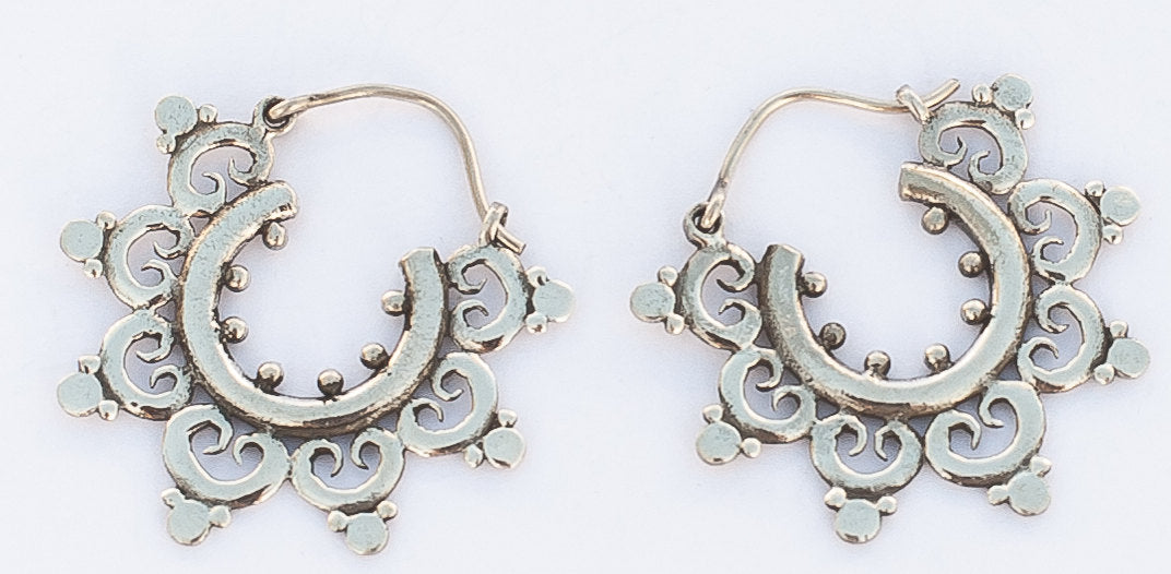 Silver Temple Flower Hoops - ForageDesign