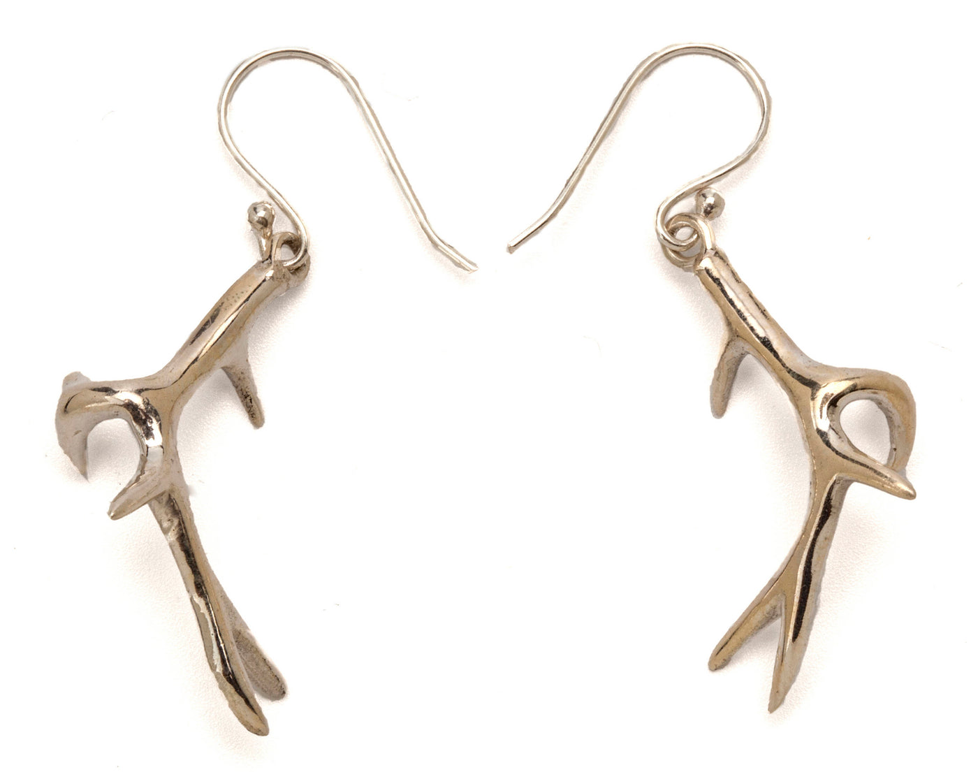Silver Antler Drop Earrings - ForageDesign