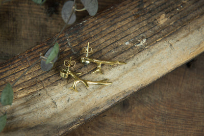 Antler Stud Earrings with Labradorite - ForageDesign