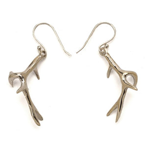 Silver Antler Drop Earrings - ForageDesign