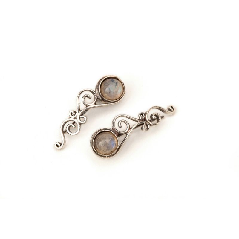 Silver Climbing Studs with Moonstone - ForageDesign