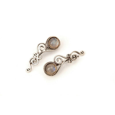 Silver Climbing Studs with Moonstone - ForageDesign