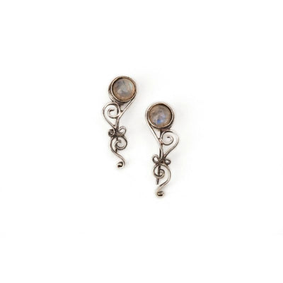 Silver Climbing Studs with Moonstone - ForageDesign