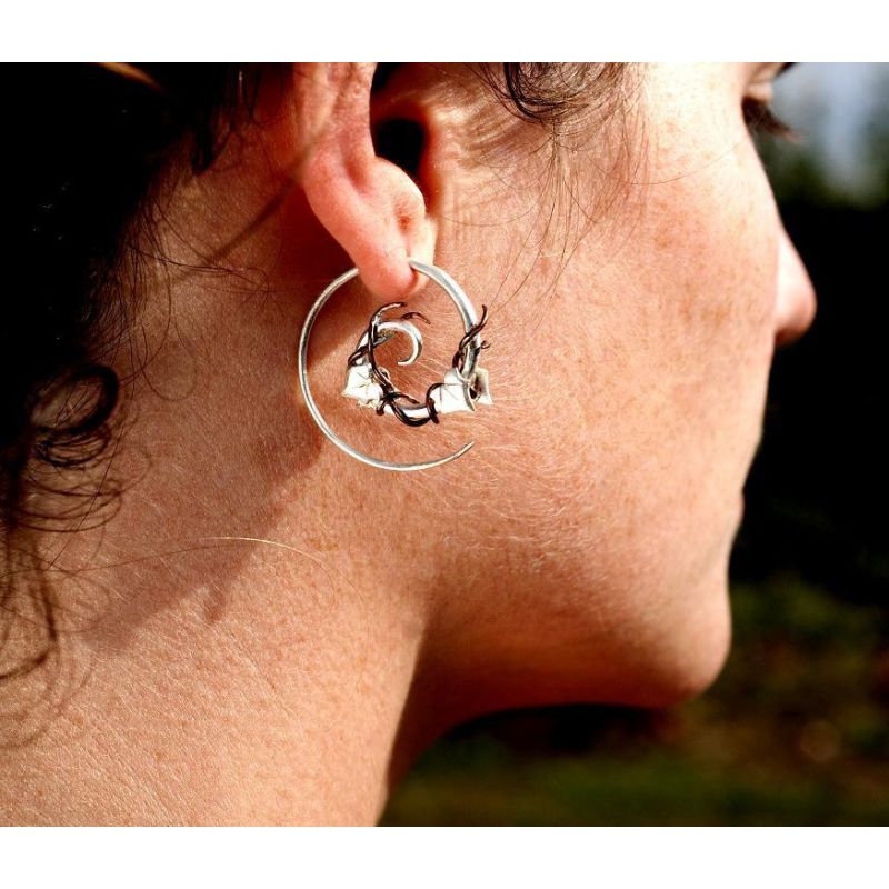 Silver & Copper Entwining Ivy Spirals - ForageDesign