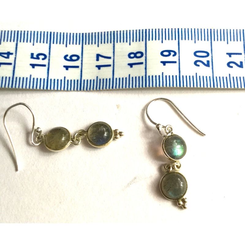 Silver & Labradorite Double Drop Earrings - ForageDesign