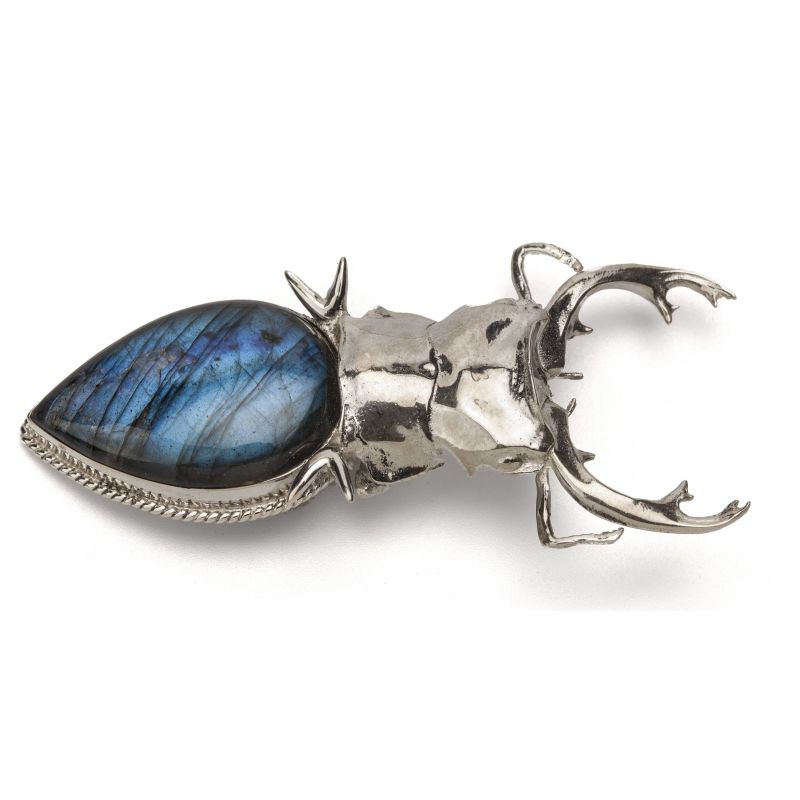Silver Stag Beetle Pendant - ForageDesign