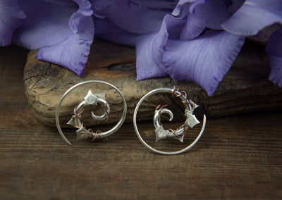 Silver & Copper Entwining Ivy Spirals - ForageDesign